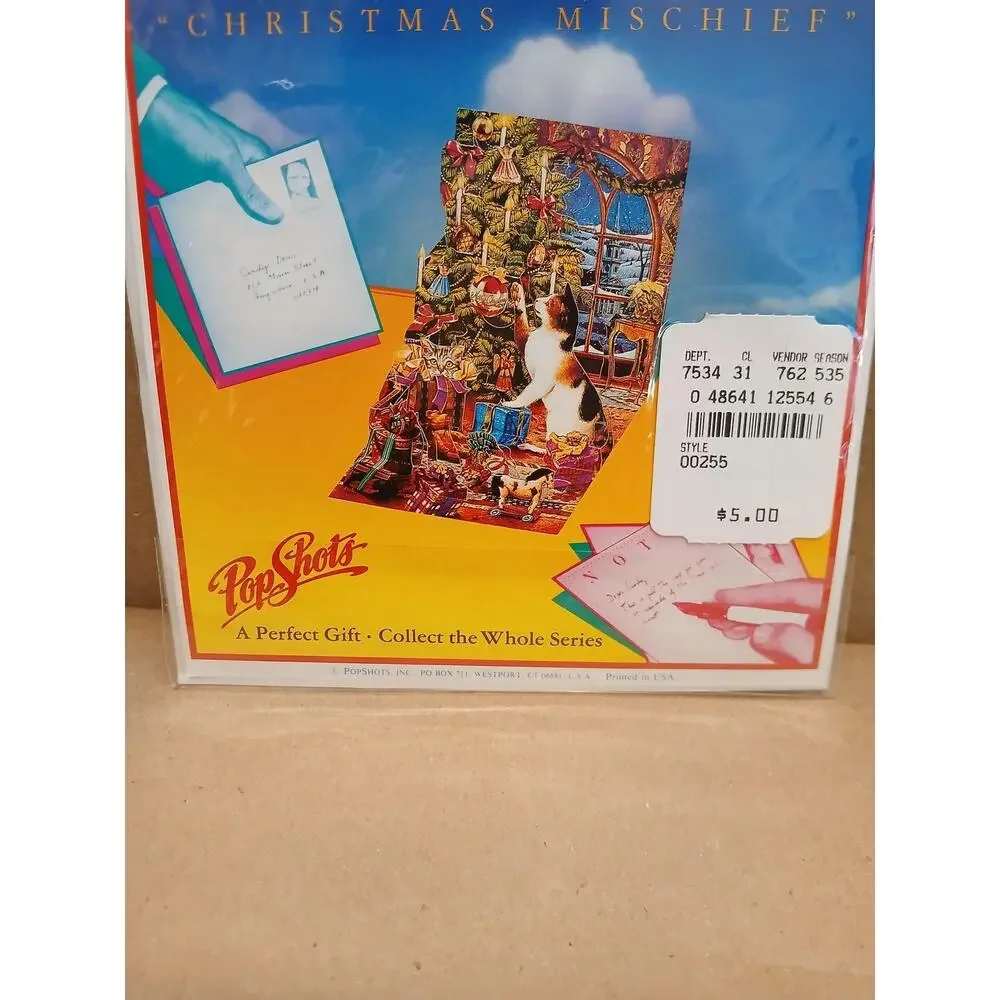 PopShots Christmas Mischief Pop Up Card Collectible Vintage Holiday Greeting USA
